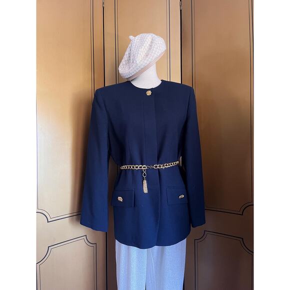 Vintage wool jacket in navy blue, size 12 - Picture 1 of 5